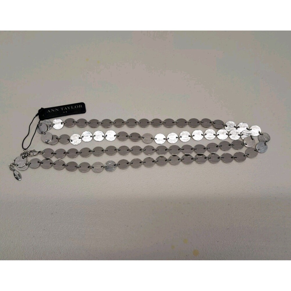 Ann Taylor, Coin Discs, 44" Long Flapper Necklace, Silver